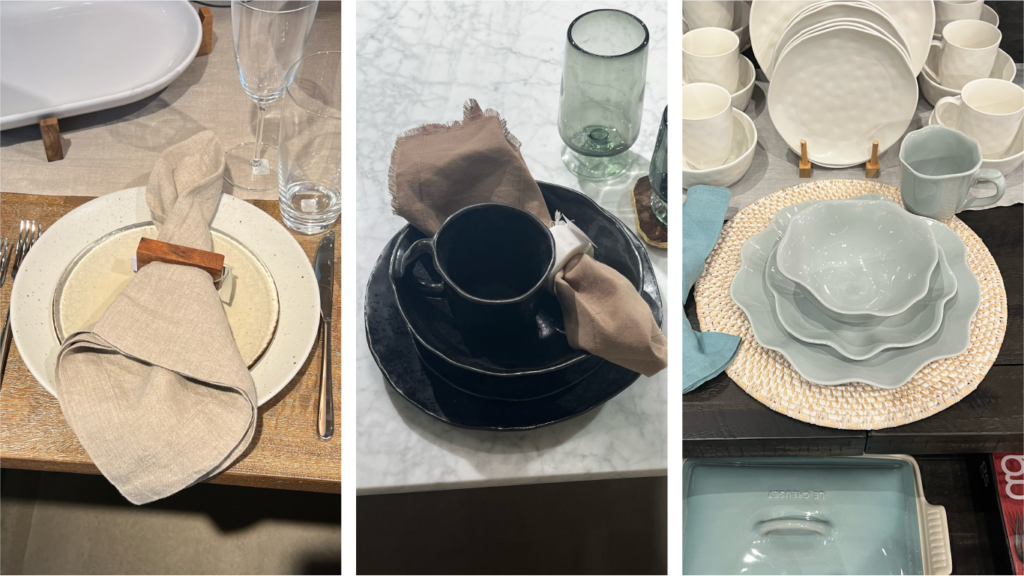 Examples of table settings with organic shapes