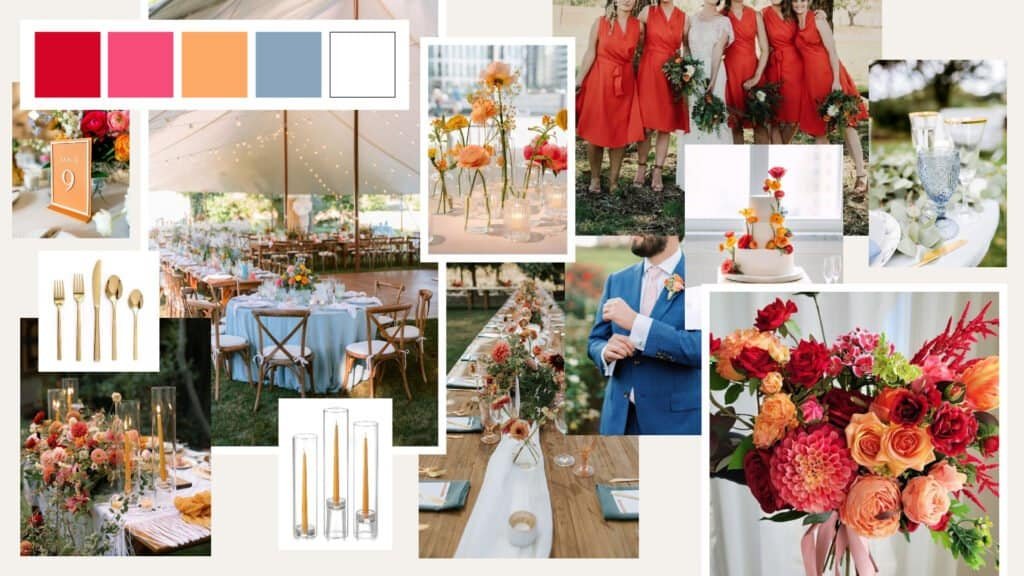 Mood board for summer-fall transitional wedding inspiration